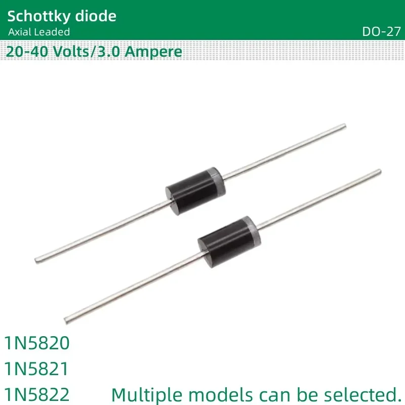 50pcs/lot Schottky diode DO-27 package 1N5820 1N5821 1N5822 Axial Leaded 20-40 Volts 3.0 Ampere
