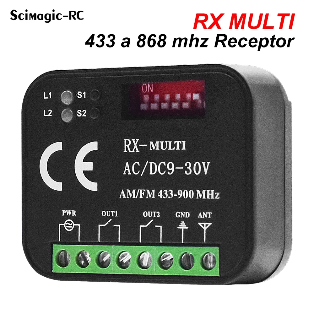 

2 Channel RX MULTI 300-900MHz Garage Door Remote Receiver Sliding Swing Gate Door Opener 433mhz 868mhz Controller Transmitter