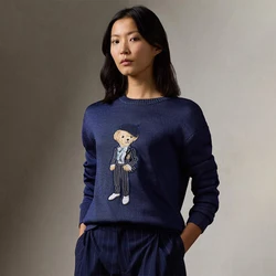 Autumn Winter Cricket Polo Bear Knit Sweater Loose Pullover Fashion Casual Lauren Tops Luxury Brand Knitwear Women RL Clothing