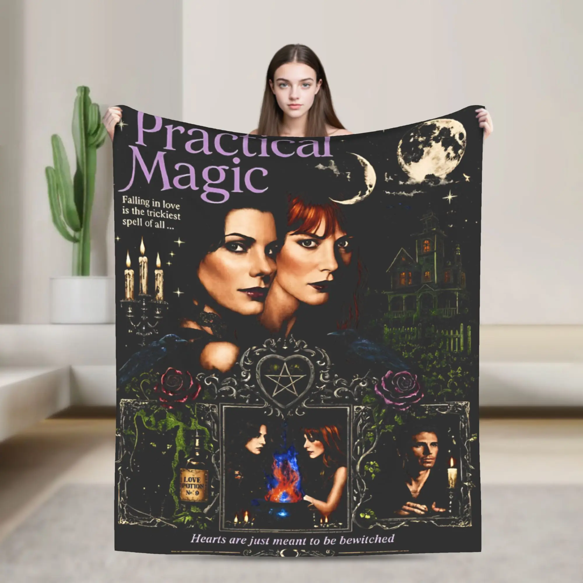 Practical Magic 2 Witchcraft Witchy Romance Moon Magic Pentagram Merch Blanket Coral Fleece Plush  Throw Blanket Rug Piece