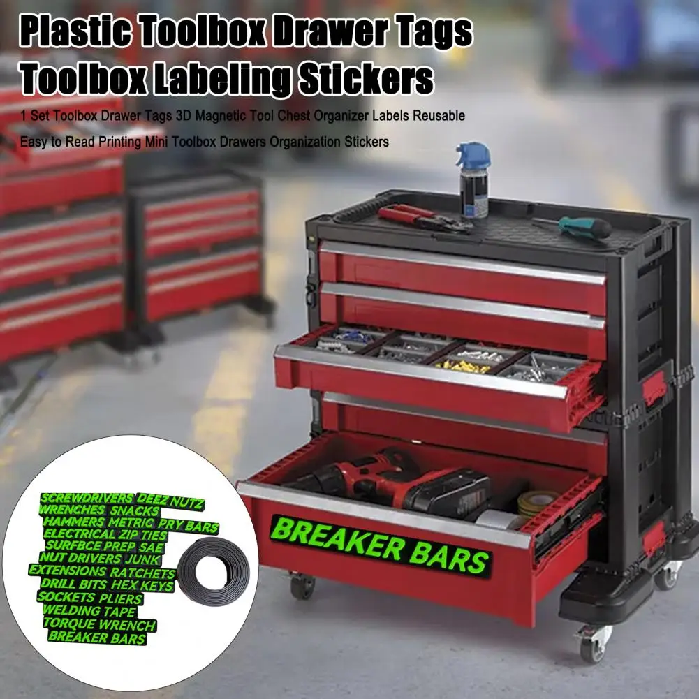 Toolbox Drawer Tags Set Toolbox Labeling Stickers Magnetic Toolbox Drawer Tags for Easy Organization 3d Tool Chest for Drawers