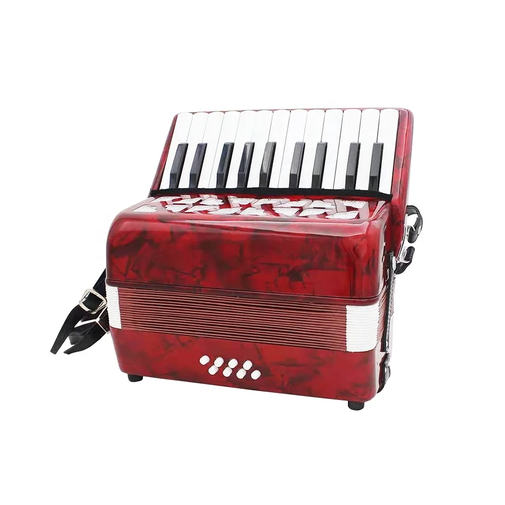 22-Key Student Piano Keyboard Wooden Bass Accordion With Steel Bellow Edge JP2208A Model Chromatic Instrument