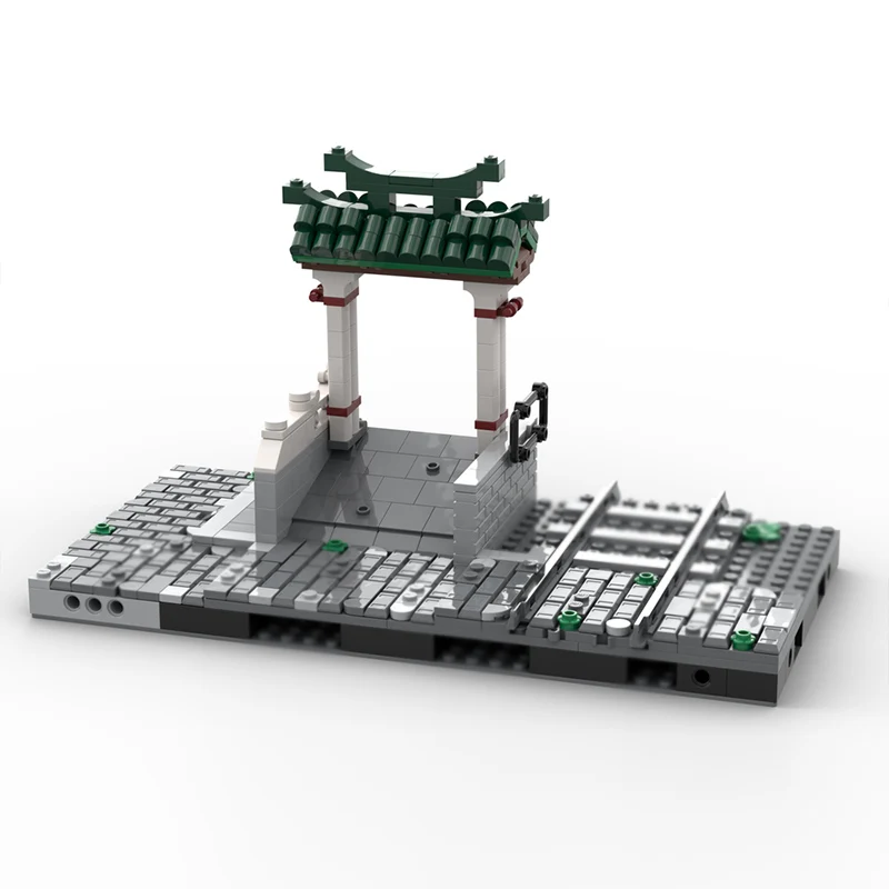 City Street View Model MOC Building Bricks Train Station Ramp Left Modular Technology Children Holiday Gifts Assemble Toys Suit