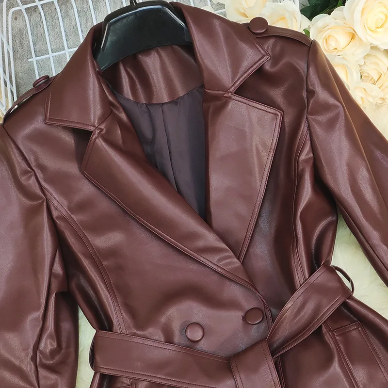 

Осень-зима Thiened Loose Pure Color Женский ор Костюм Jaet European Sle Long Sve Двубортный с отложным воротником