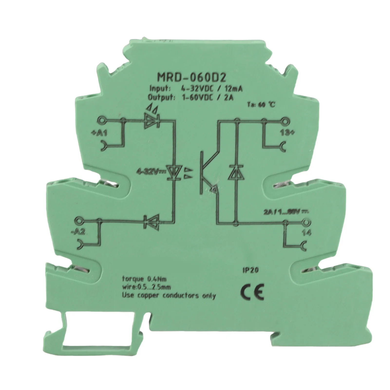 Государственное реле MRD-060D2 Ультратонкий модуль государственного реле 6,2 мм Вход 4-32 В постоянного тока NO Релейный модуль на DIN-рейку Ультратонкое реле