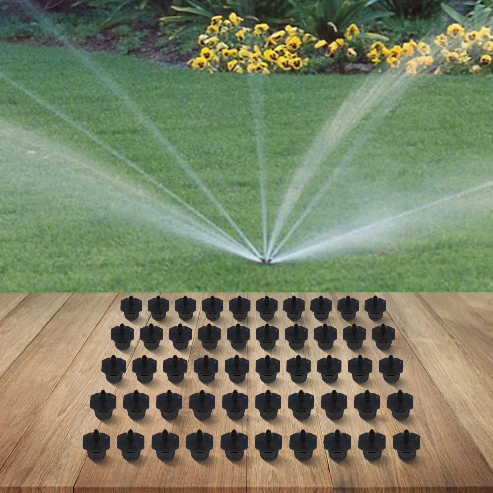 50 Pieces Irrigation Drippers with Adjustable Flow and 360 Degree Spray for Consistent Water Output in Gardening