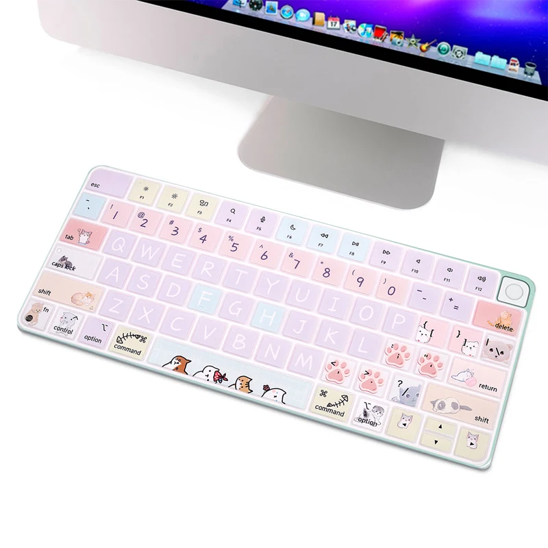 HRH Cartoon  Keyboard Cover with Touch ID US Layout for 2021 Apple iMac 24 Inch Euro A2449 M1 Chip A2450