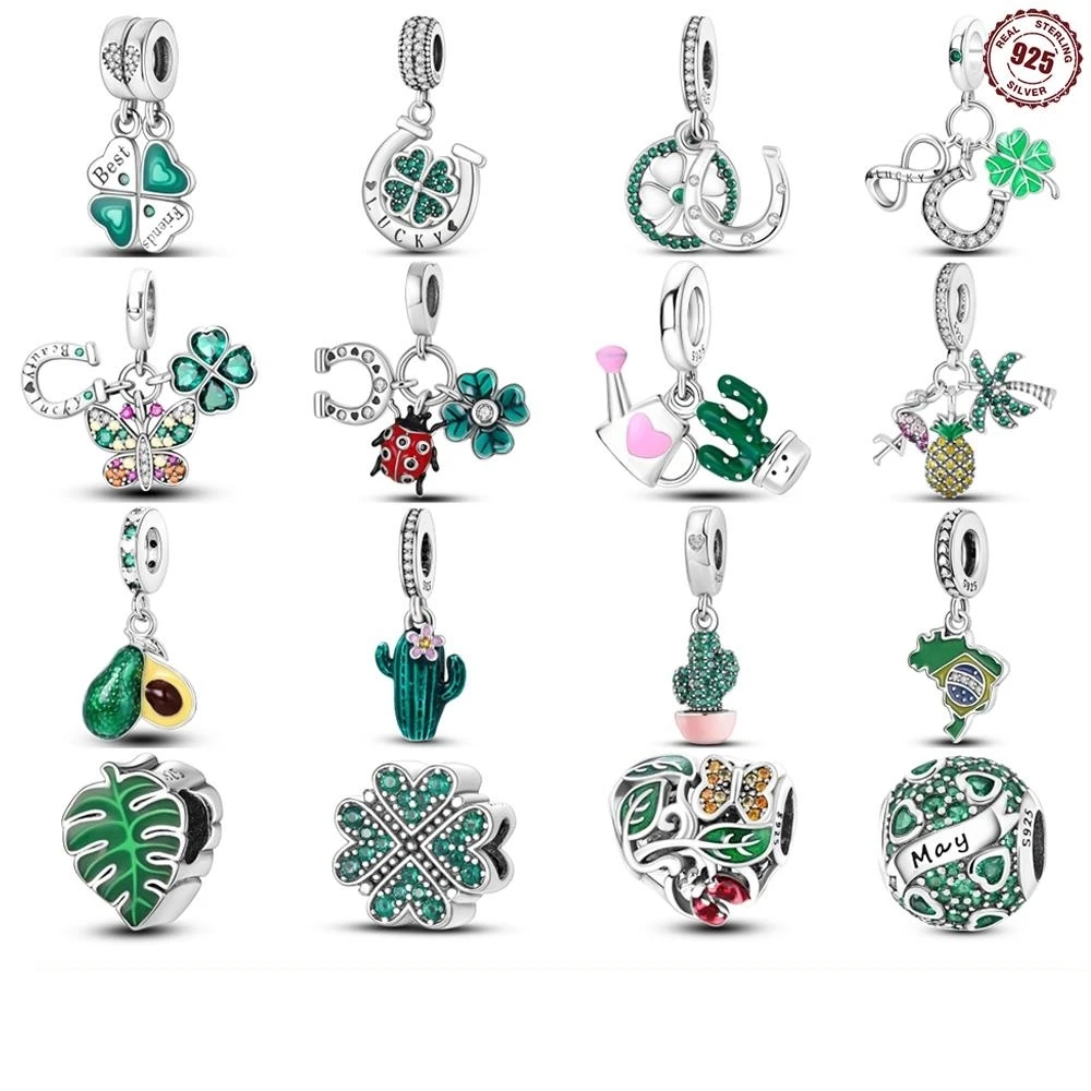 2024 neue Mode Frühjahr Glück Vierblättriges Kleeblatt Serie 925 Sterling Silber Charms Perlen 925 Original Armband DIY Geschenke schmuck