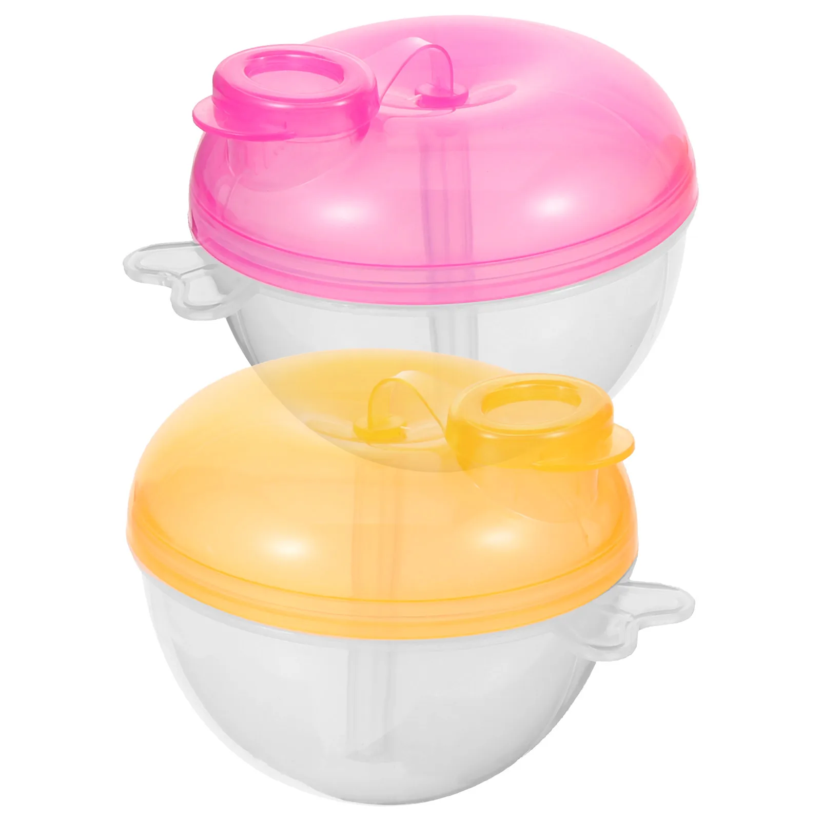 

2 pcs Baby Dispenser Travel Milk Powder Box 3 Compartments Pink Yellow Baby Food Box Reusable Storage Container
