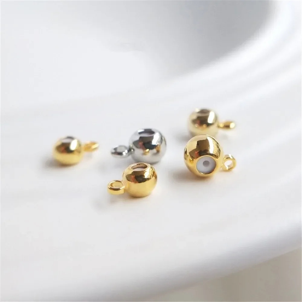 

Real 18K Gold White and gold rose gold cross cut bead bead bead DIY string jewelry scattered beads