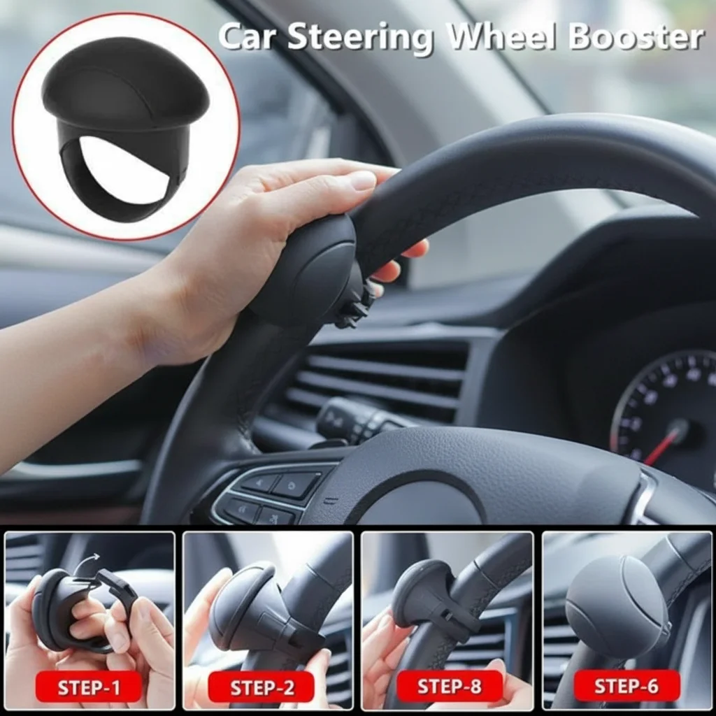 

Универсальная шаровая ручка усилителя рулевого колеса автомобиля — легкий захват управления для безопасного вождения — подходит для большинства автомобилей