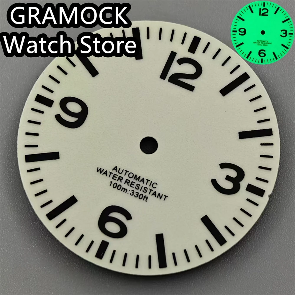 GRAMOCK 29mm Watch Dial C3 Super Green Luminous Fit NH35 NH36 ETA2824 2836 Mingzhu2813 DG3804 MIYOTA8215 PT5000 Movement - view 2