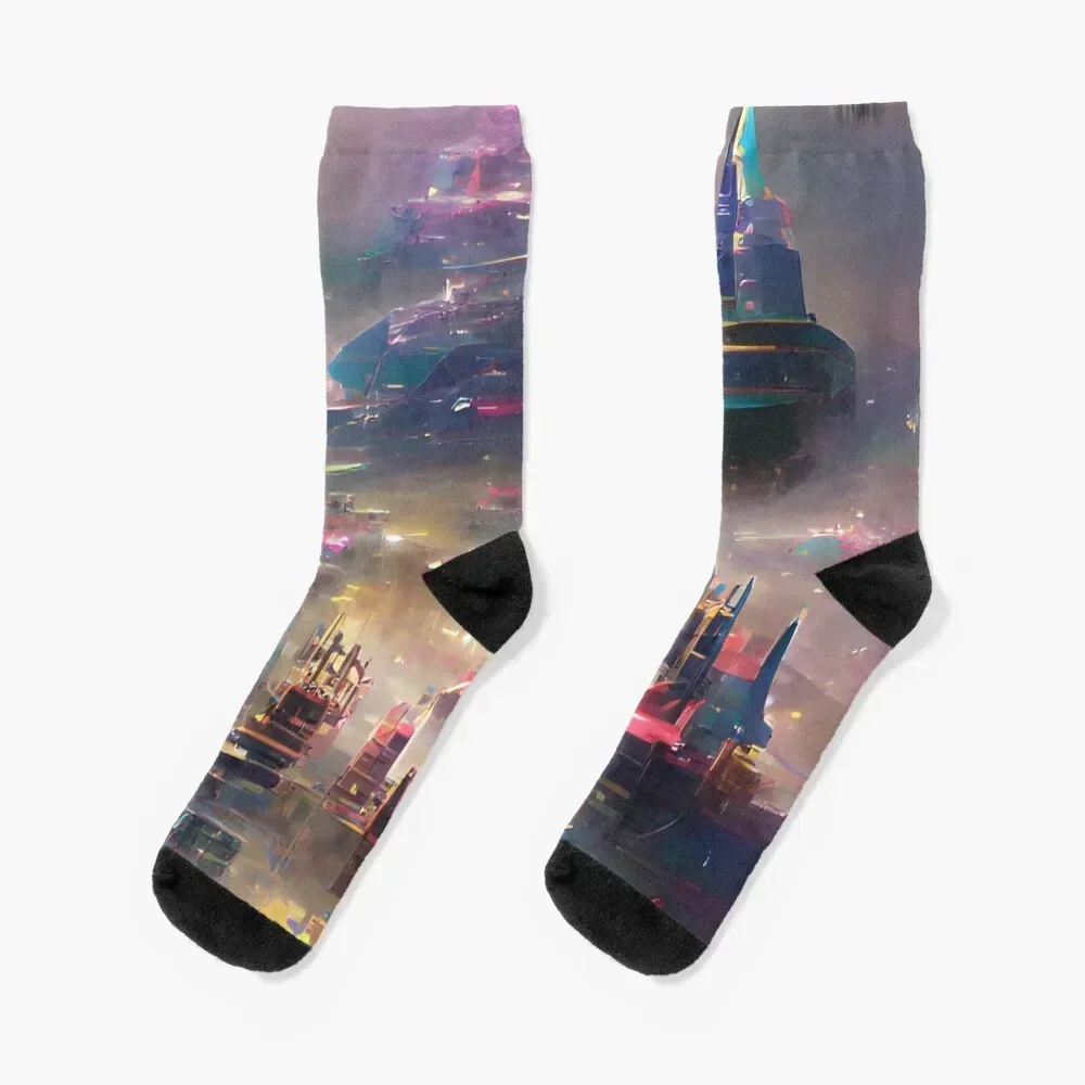 

City in the Sky Socks halloween bright garter Run anti-slip Women's Socks Men's anime heated tennis Boy Child Socks Women's