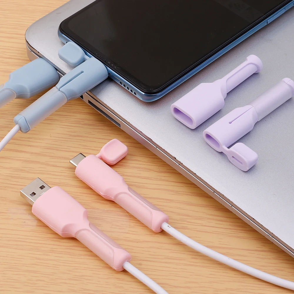 For Android Type C Charging Cable Soft Silicone Protective Cover Reusable Anti Break Data Line Protector Cable Winder