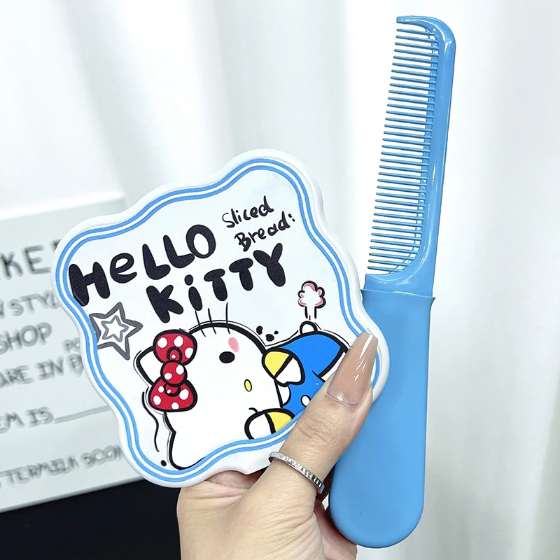Sanrio Hello Kitty зеркальная расческа ручная зеркальная расческа выдвижная дорожная щетка для волос массажный инструмент для укладки подарок для девочек