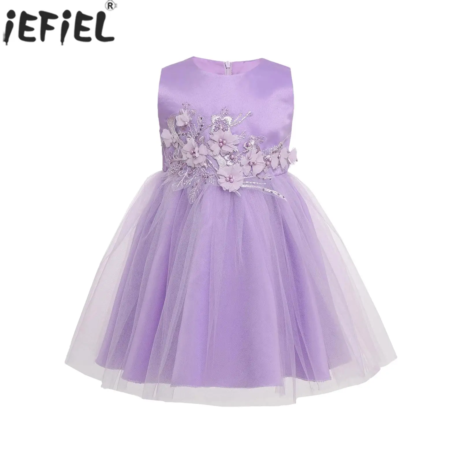 

Infant Girl Summer Sweet Cute Applique Mesh Tutu Princess Dress Ball Gown for Baptism Birthday Wedding Party Photography Holiday