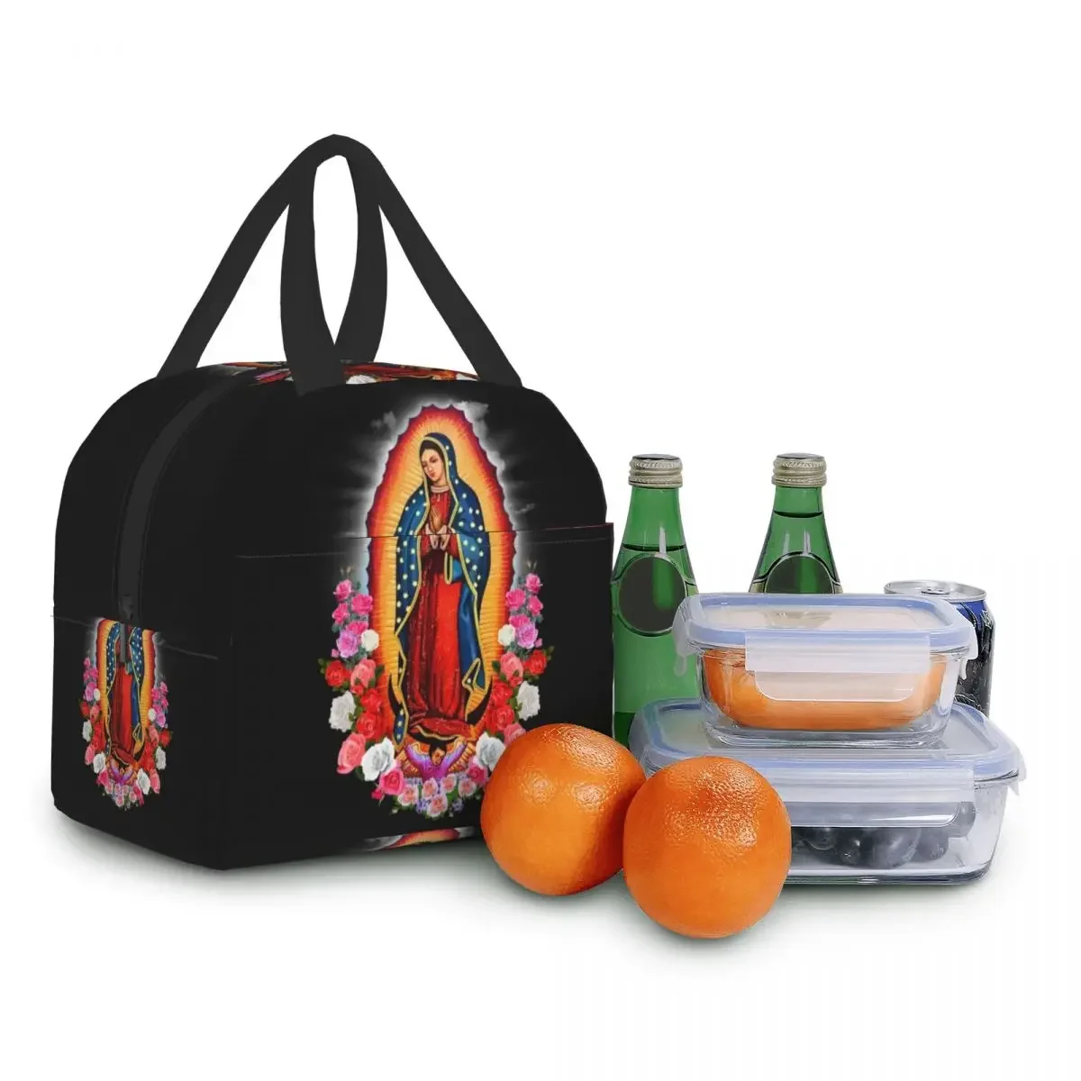 Virgin Mary Of Guadalupe Resuable Lunch Box Waterproof Mexico Catholic Saint Thermal Cooler Food Insulated Lunch Bag Office Work