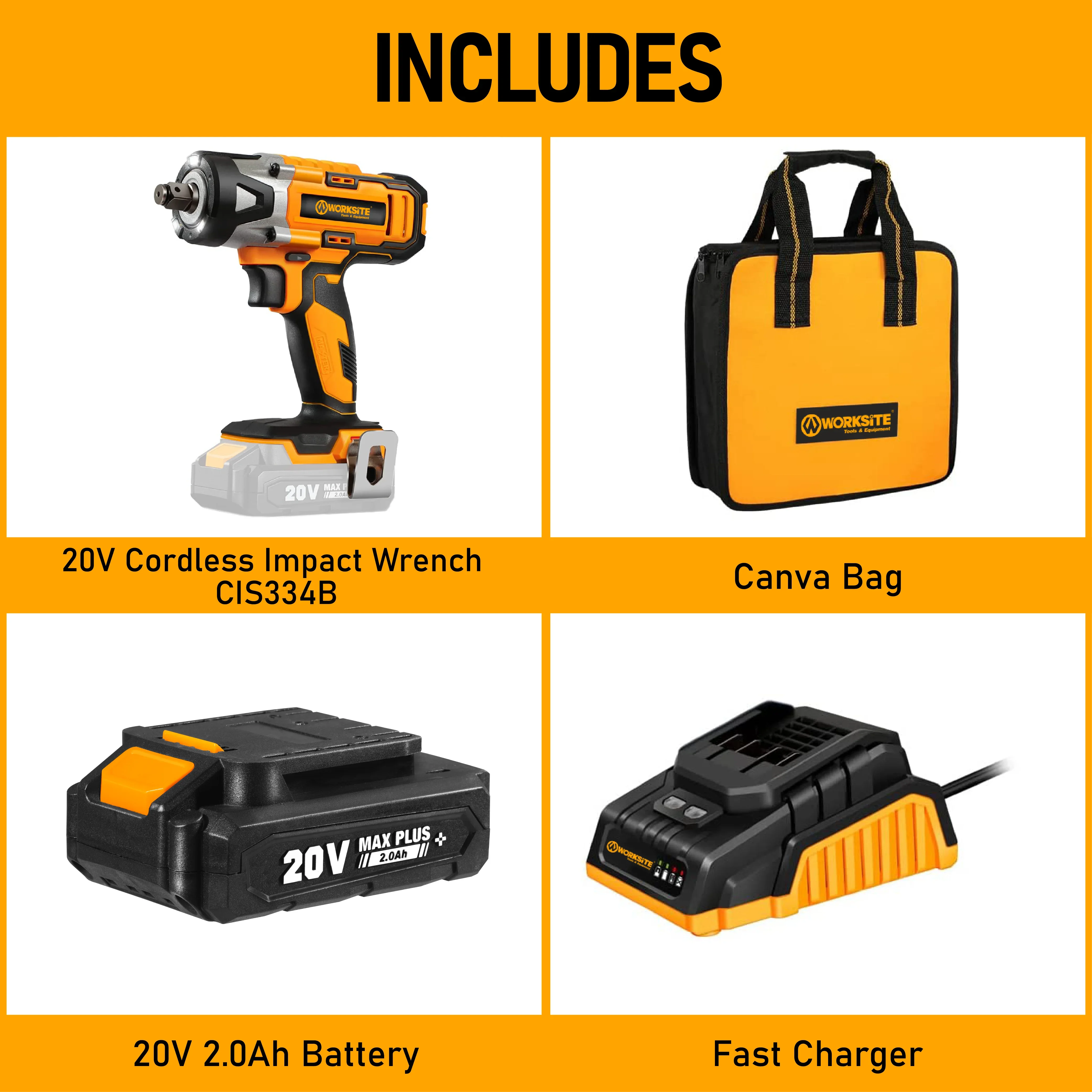 WORKSITE Customized 20V Cordless  Impact Wrench 1/2