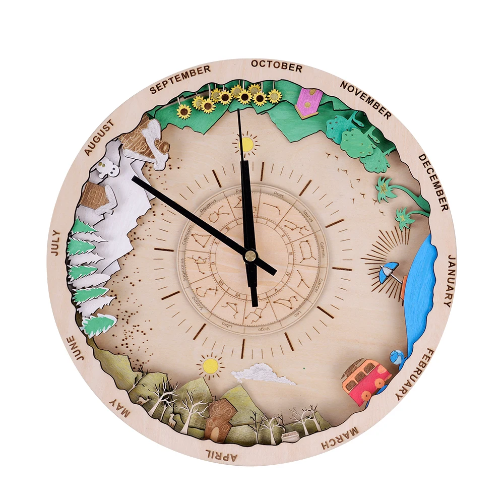 Twotrees Creative Engraving And Cutting Visual Layering Clock Diy Material For Co2 Laser Cutting Wooden ID Model Toos kit