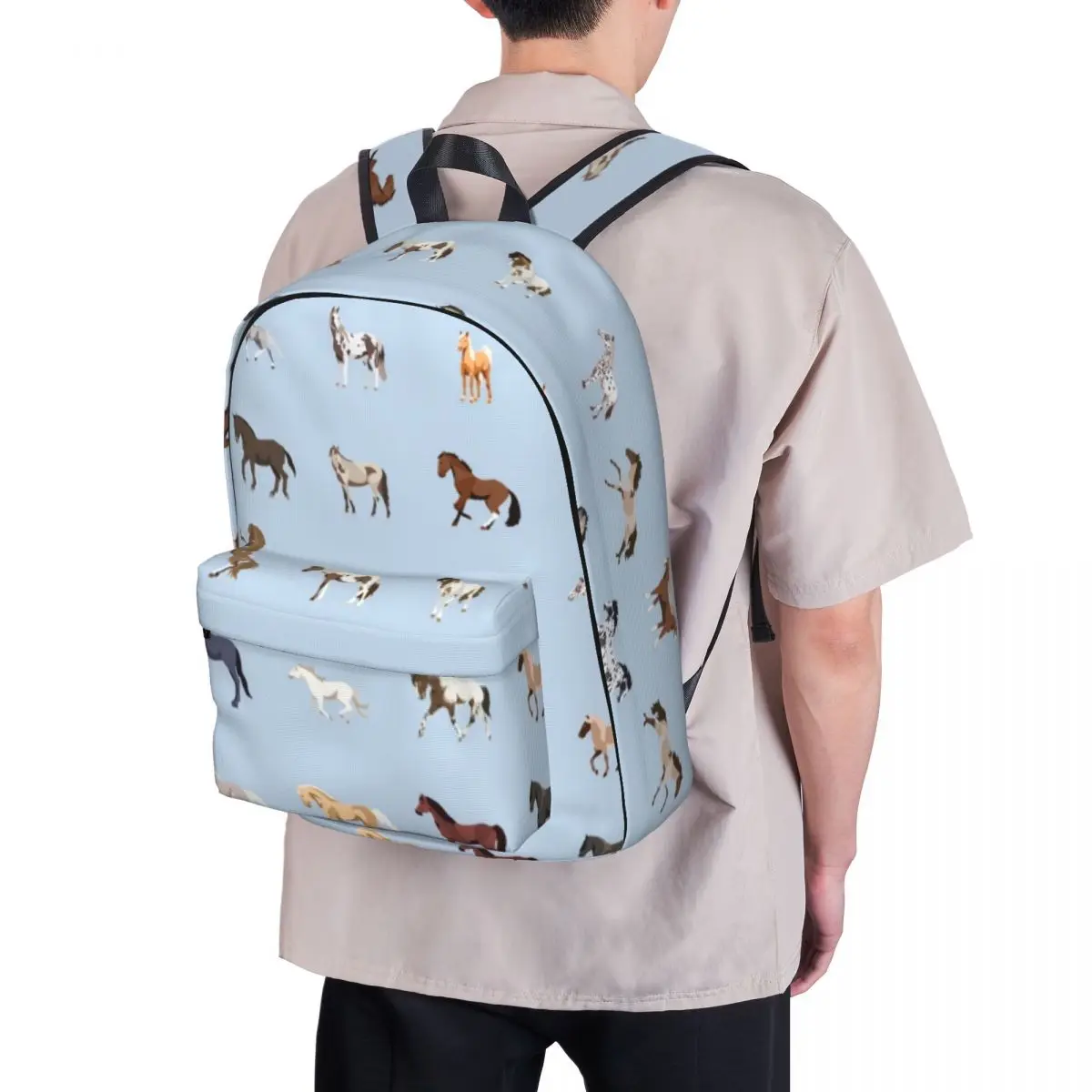 USA Horse Breeds Pattern Backpacks Large Capacity Student Book bag Shoulder Bag Travel Rucksack Waterproof Children School Bag