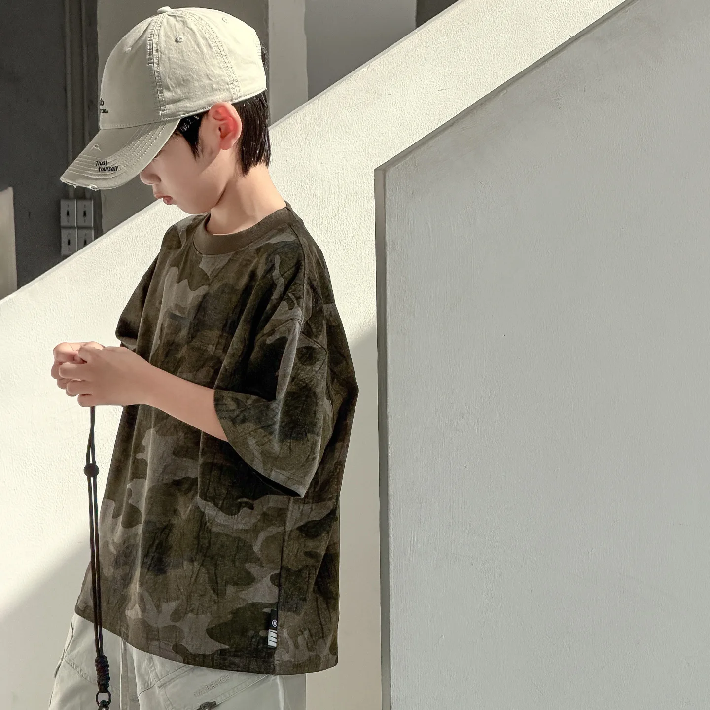 

Summer Boys Short Sleeve 2026 New Casual Baby Boy Camouflage Loose T Trendy Summer Letter Short Sleeve