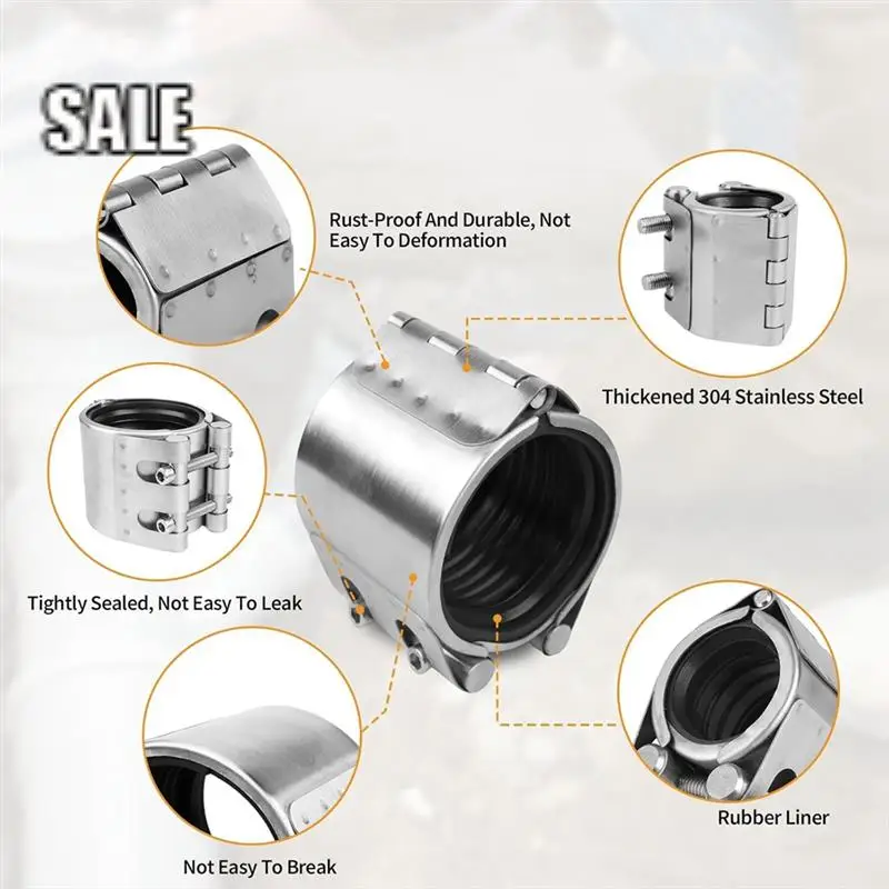 

Pipe Repair Clamp Kit- Pipe Coupling Clamp For Plastic&Metal Pipes, Emergency Duty Leak Sealer-A68E