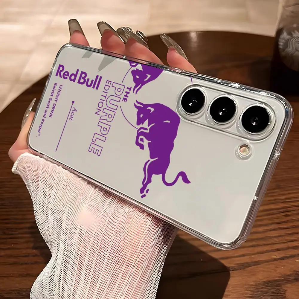 Capa Transparente com Logo Red Bull para Samsung S26 S25 S24 Ultra S23 FE S22 S20 S21 Plus Plus 5G FE