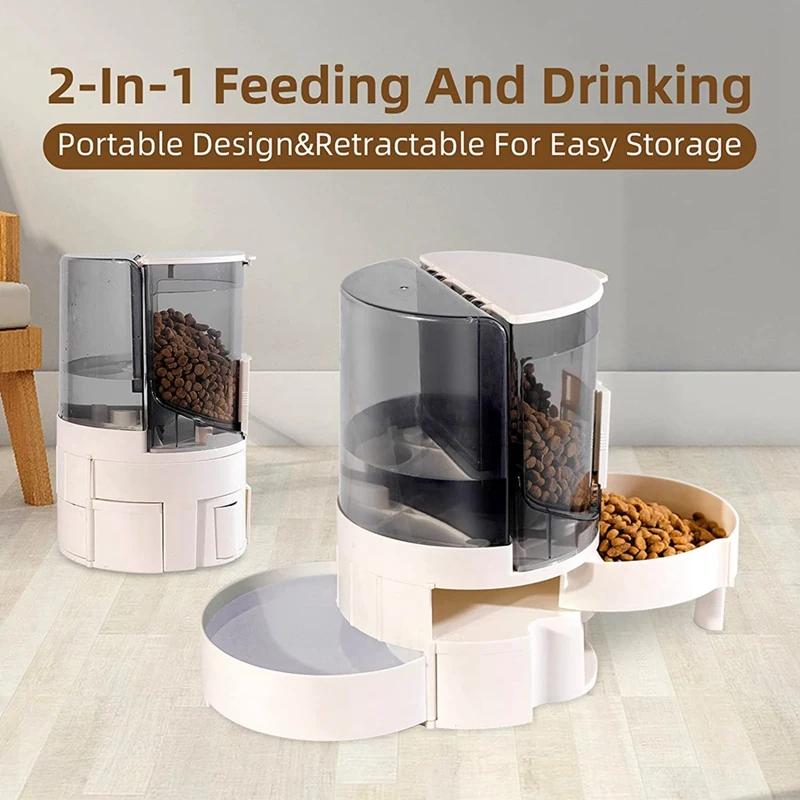 ABPP-Comedero automático para mascotas y dispensador de agua, juego de dispensador de agua para mascotas por gravedad de almacenamiento giratorio con tazón de comida y agua para perros