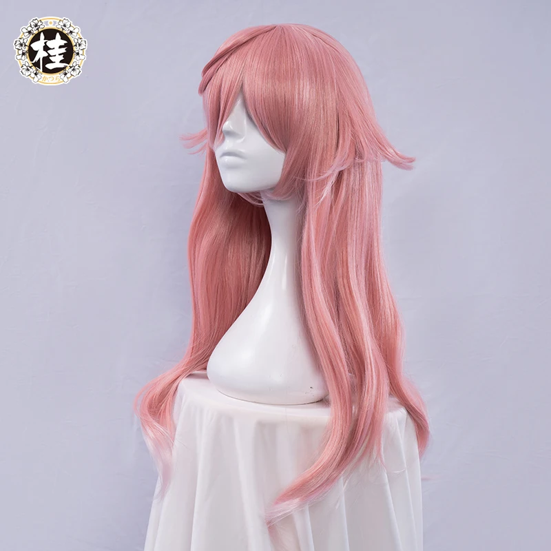 UWOWO Yanfei Cosplay Wig Game Genshin Impact Yan Fei Cosplay Long Hair Salmon Pink White Gradient 70cm Halloween Wigs