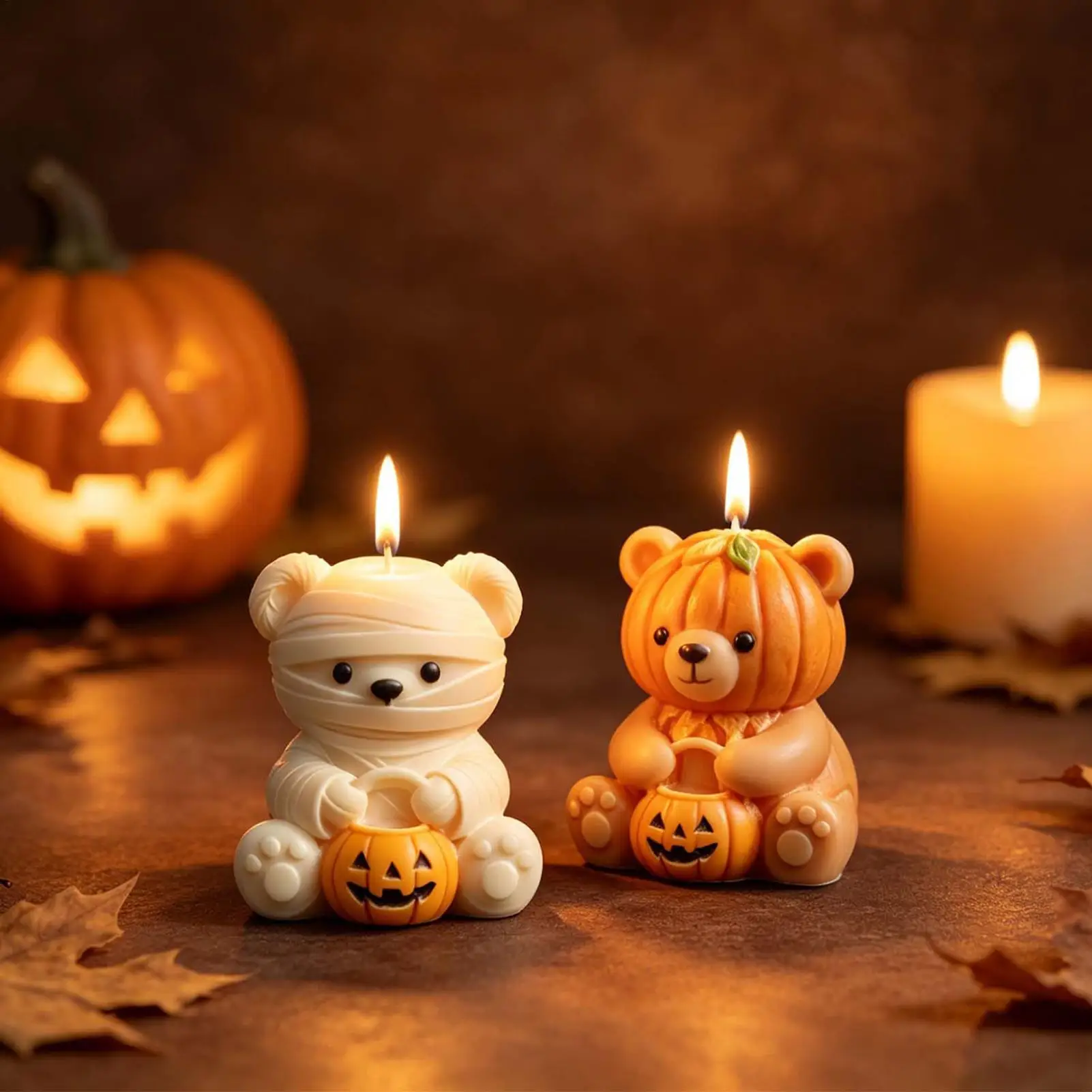 Halloween Candle Mold 3D Silicone Bear Shaped Mummy Craft DIY Resin Casting Epoxy Plaster Soap Mould Home Party Decor Gift view 5