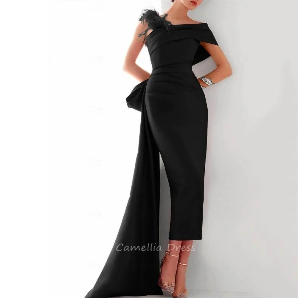 فستان أم العروس للنساء رسمي مخصص غمد الريش كتف واحد لحفلات الزفاف فستان فيستدو إنفيتادا بودا