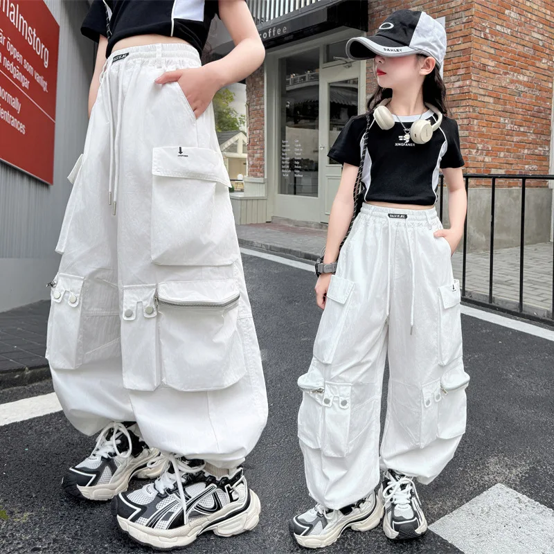 American Retro Paratrooper Work Pants for Childen in Autumn 2025 New Black Sports Sprint Pants Kids Jazz sportswear pants