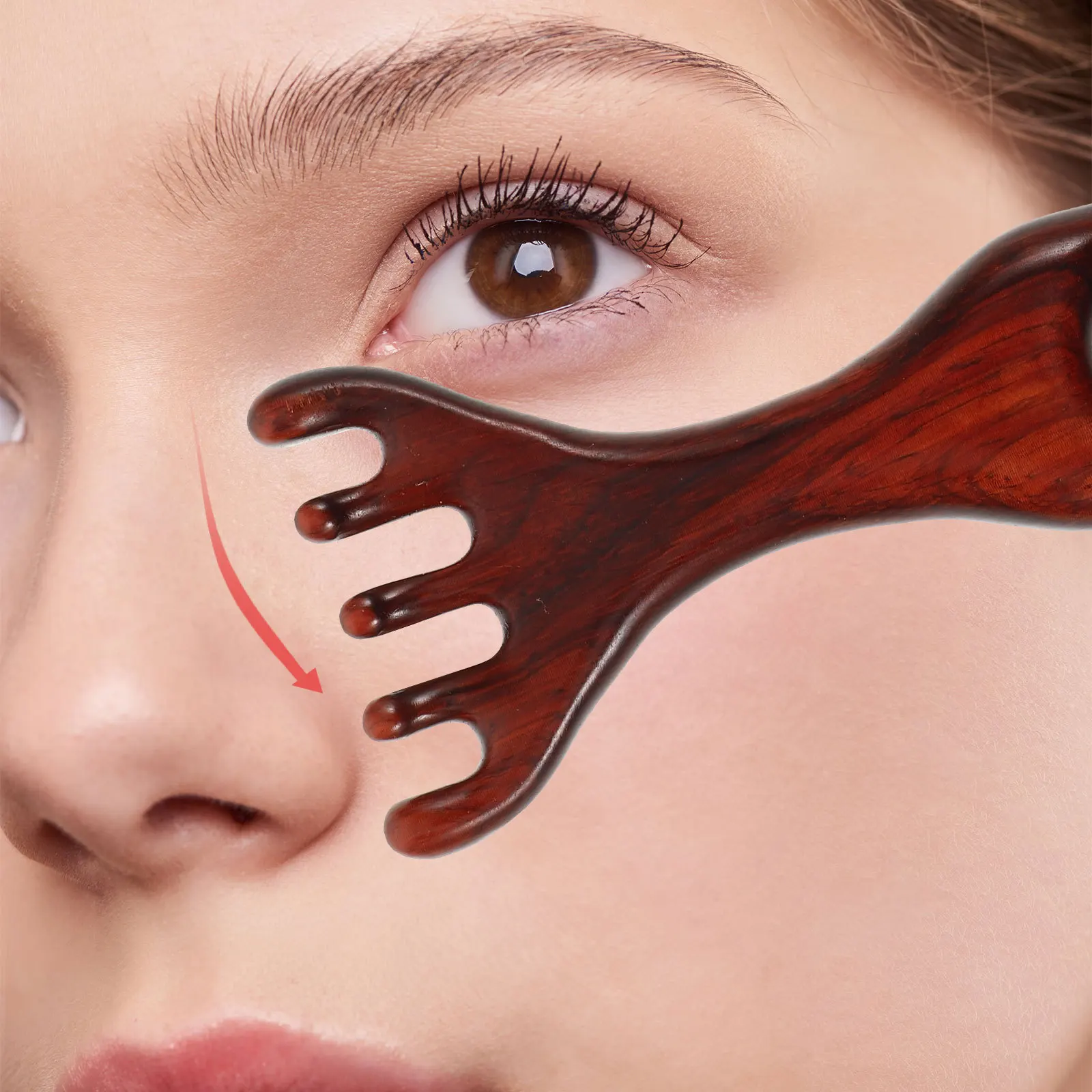 

Small Wooden Facial Guasha Massager Rabbit Shaped Acupoint Massage Tool Portable Face Scraper for Nose Chin Eye Blood