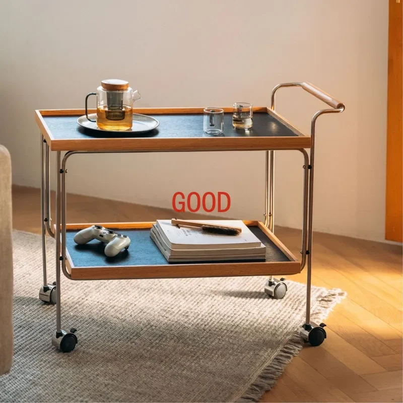 

Living Room Cart Coffee Table Shelf Home Sofa Solid Wood Side Table Bookshelf Magazine Snacks Storage Rack Balcony End Table