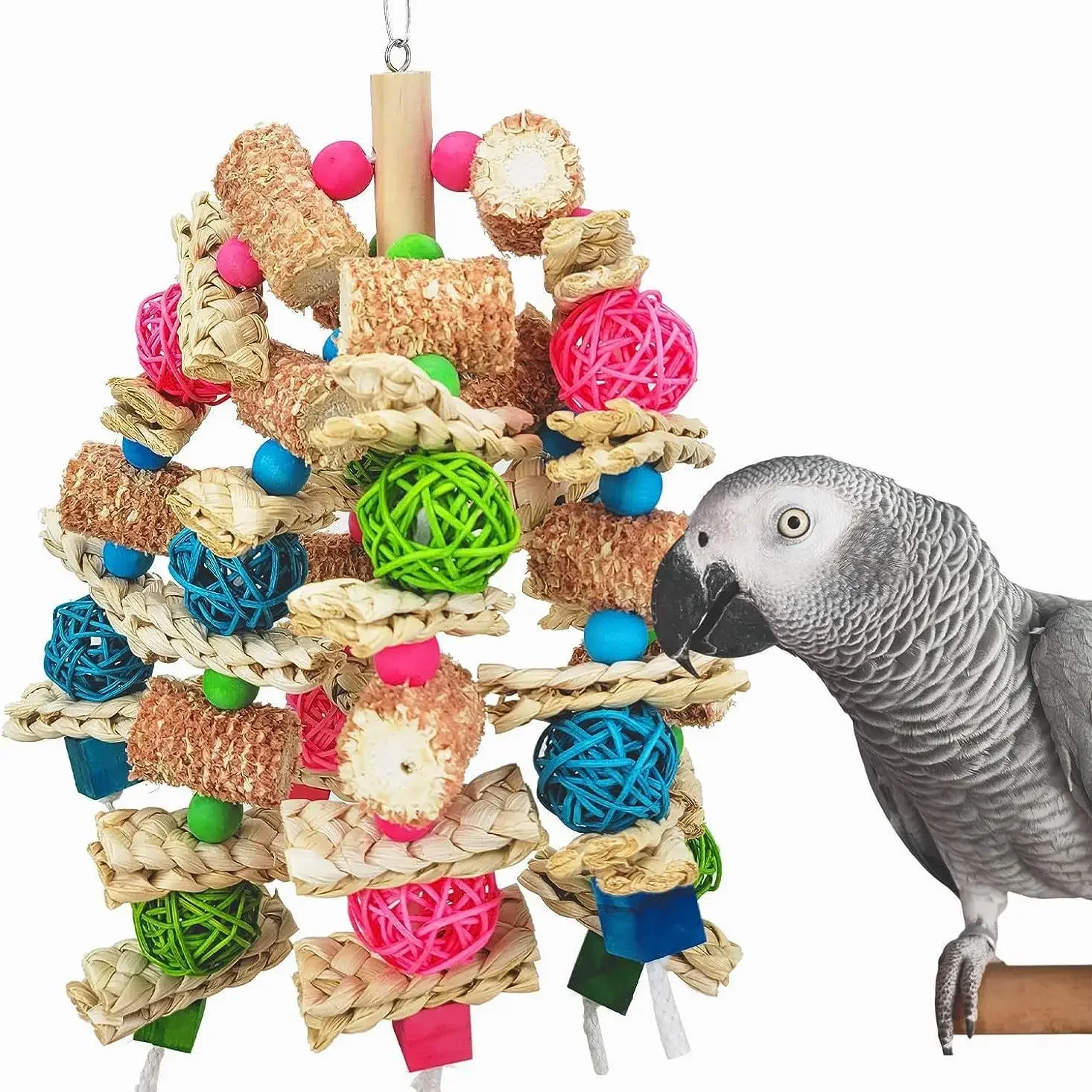 

Parrot Toys Natural Corn Wood Parrot Bird Toys Love Bird Cage Funny Training Bird Toys Bite Resistant Tearing Toy