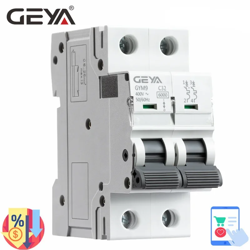 GEYA GYM9 2P 6KA Zdolność wyłączania MCB Din Rail Mini wyłącznik automatyczny 6A-63A Typ AC Bezpośredni producent fabryczny