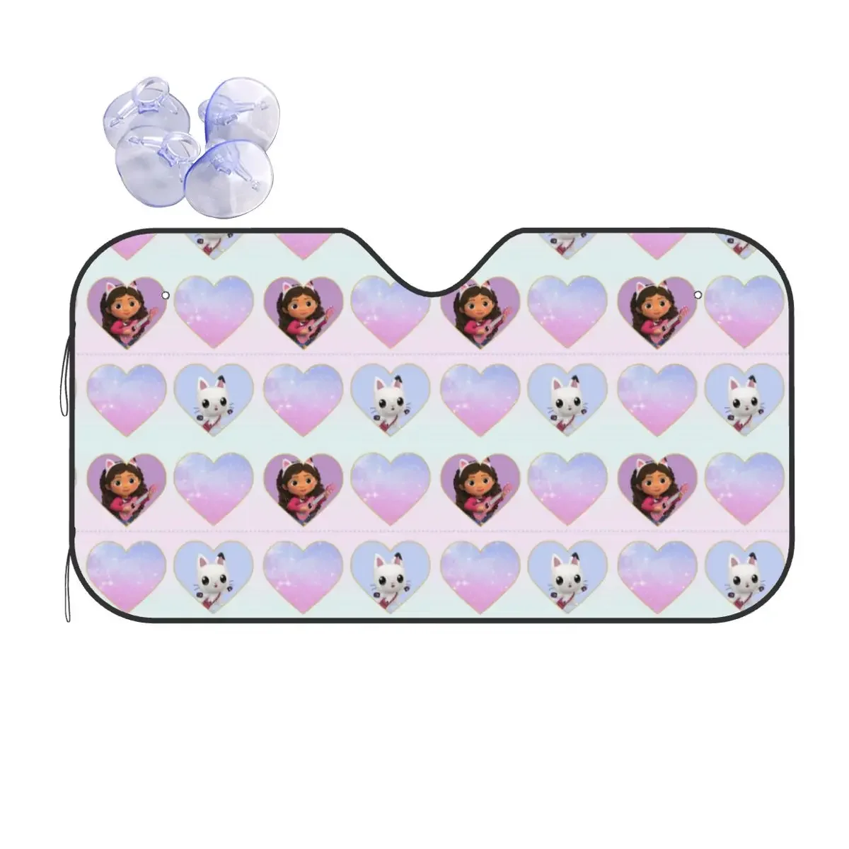 

Кукольный домик Габби, мультяшная клетчатая новинка, ветровое стекло Sunsha 76x140 см, аниме, алюминиевая фольга, крышка переднего окна автомобиля Sunsha