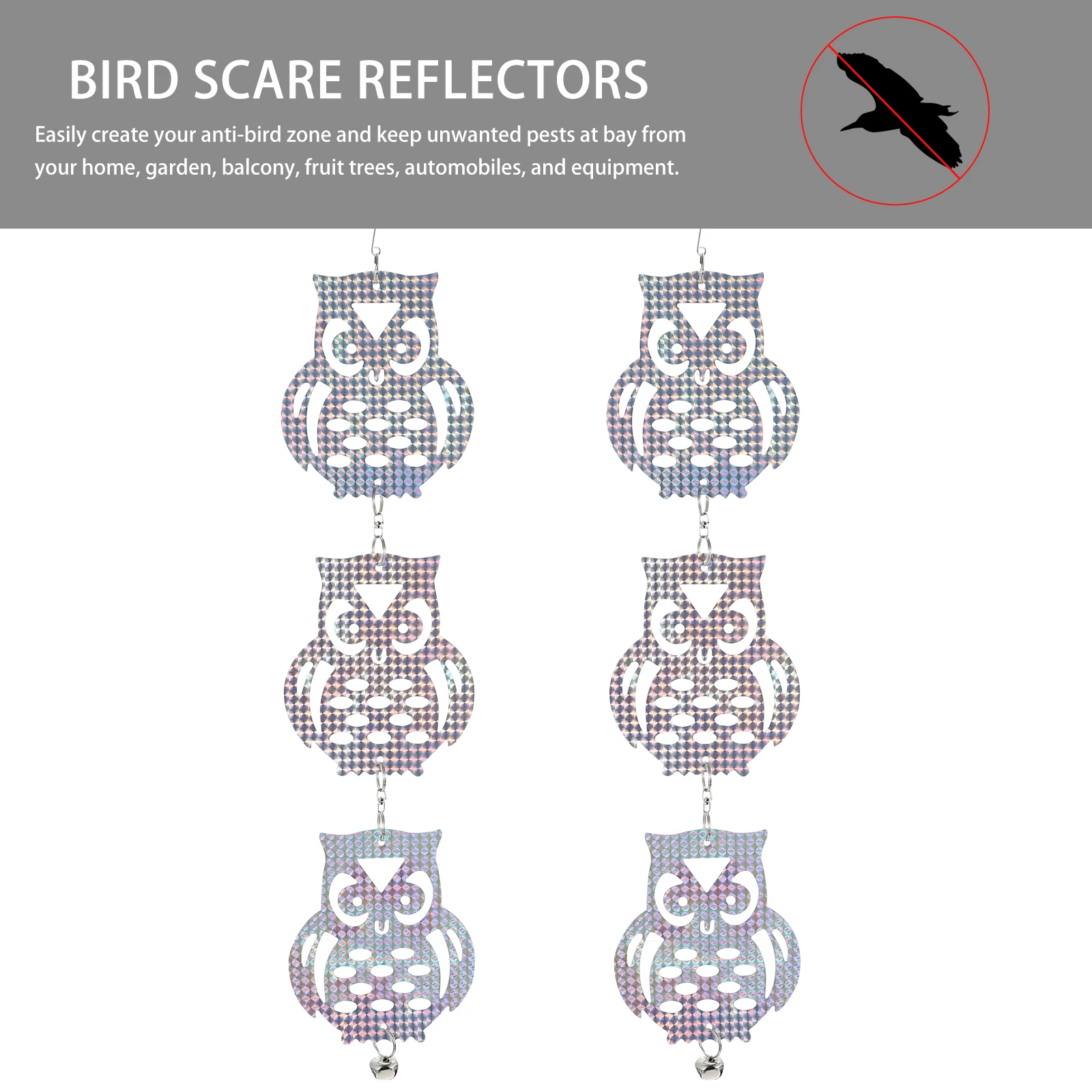 

2 Sets Owl Scare Reflectors Plastic Anti Bird Deterrent Garden Balcony Fruit Trees Automobiles Repeller Shiny Scare