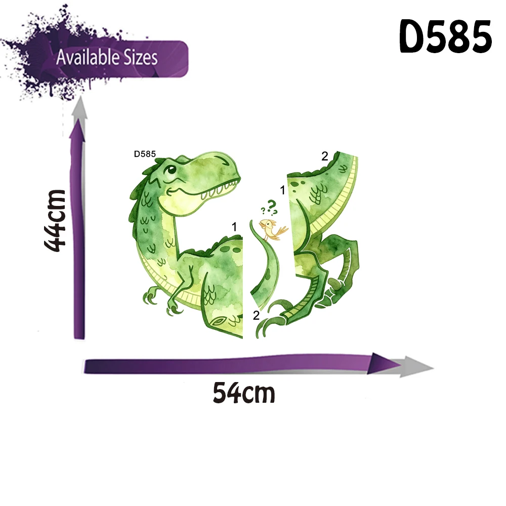 Watercolor Brachiosaurus Dinosaur Wall Stickers Long Neck Dino Animal T-Rex Dino Wall Decals Bedroom Living Room Playroom Decor