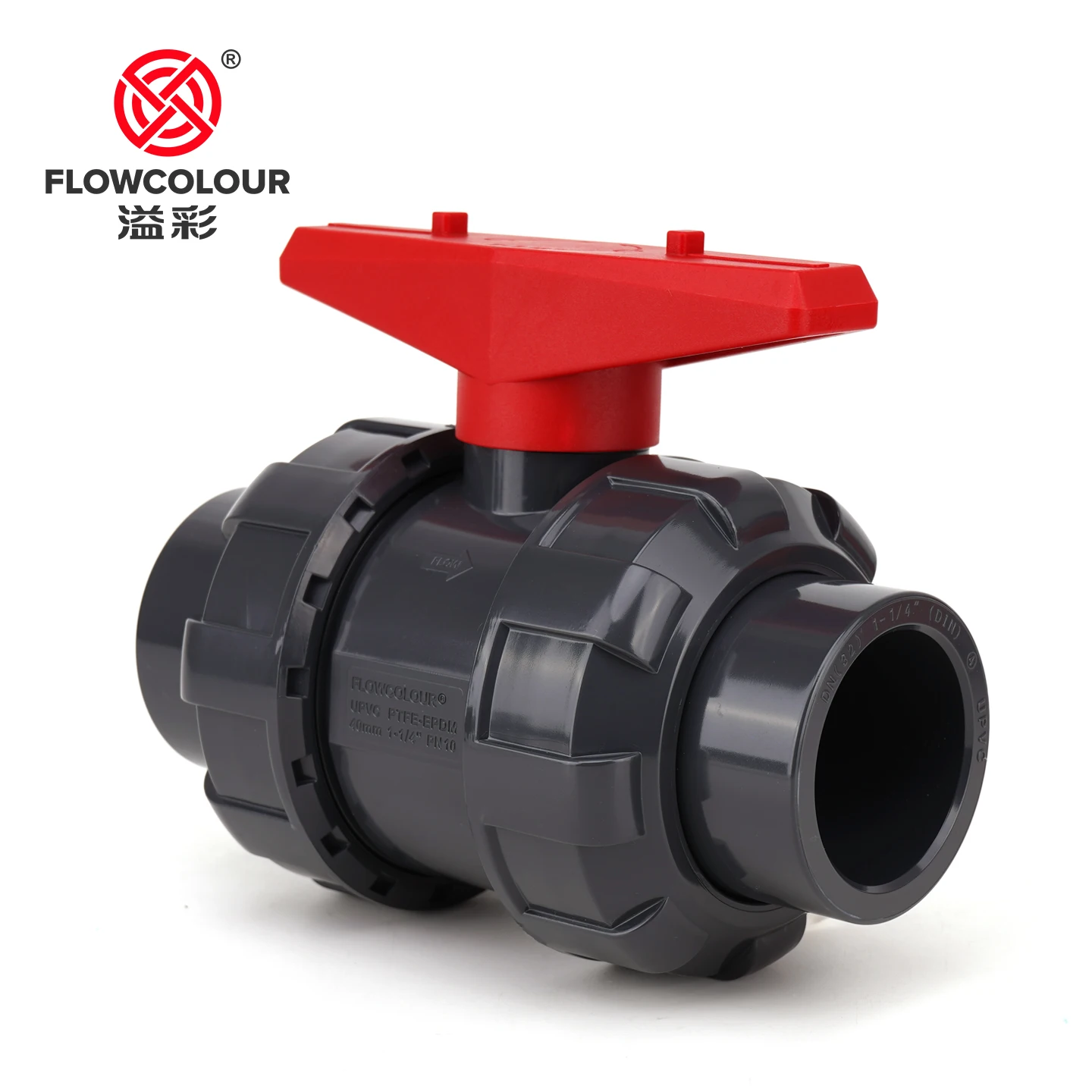 Flowcolour 20~63mm UPVC Union Ball Valve PVC Pipe Double Valve Plastic Double Union Water Valve Inner Wire Water Pipe Switch