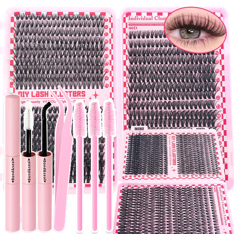 DIY Wimpernbüschel-Set 30D 40D 50D Einzelwimpern 9-16MM Flauschiges Wimpern-Kit Natürliches & Volumenverstärkendes Wimpernset für Anfänger