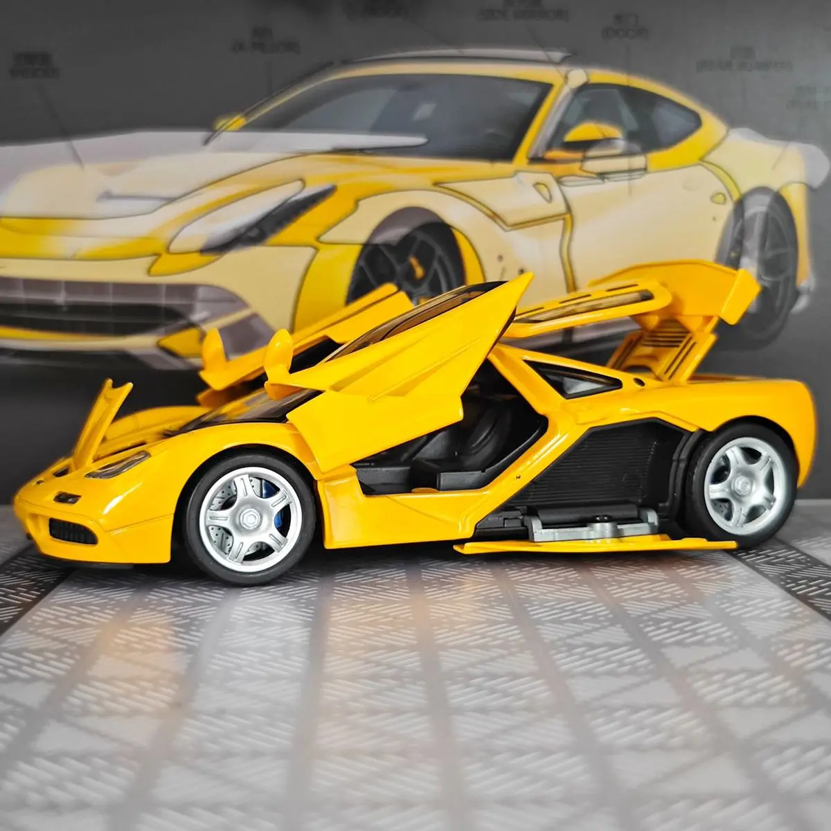 

1:32 alloy supercar model car doors can be opened suitable for collection and can be given as a birthday gift to friends