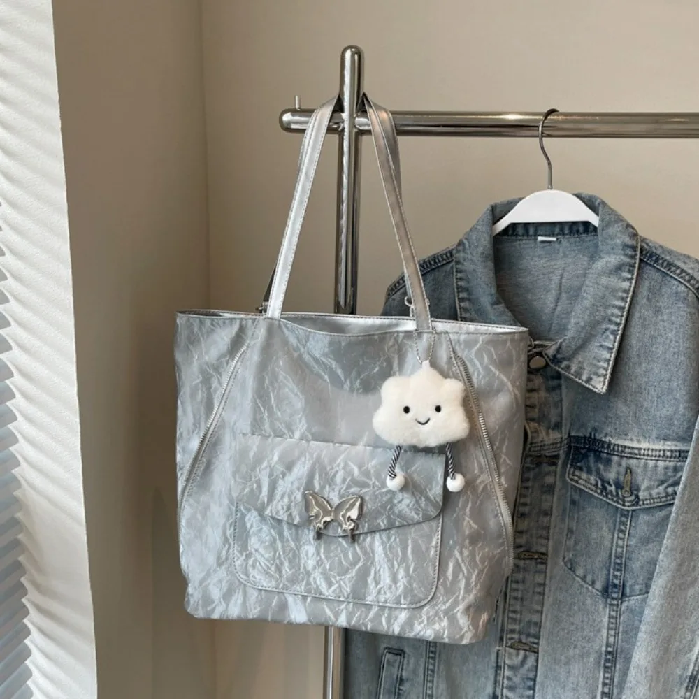 

Large Capacity Butterfly Tote Backpack Zipper Korean Style PU Leathe Crossbody Bag Solid Color Handbag Single Shoulder Bag Girls