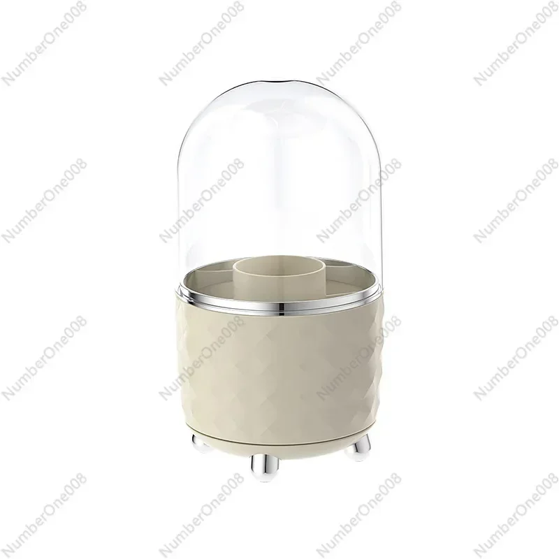 Multifunctional rotating makeup brush storage box home desktop cosmetics large-capacity covered dust-proof grid storage cylinder