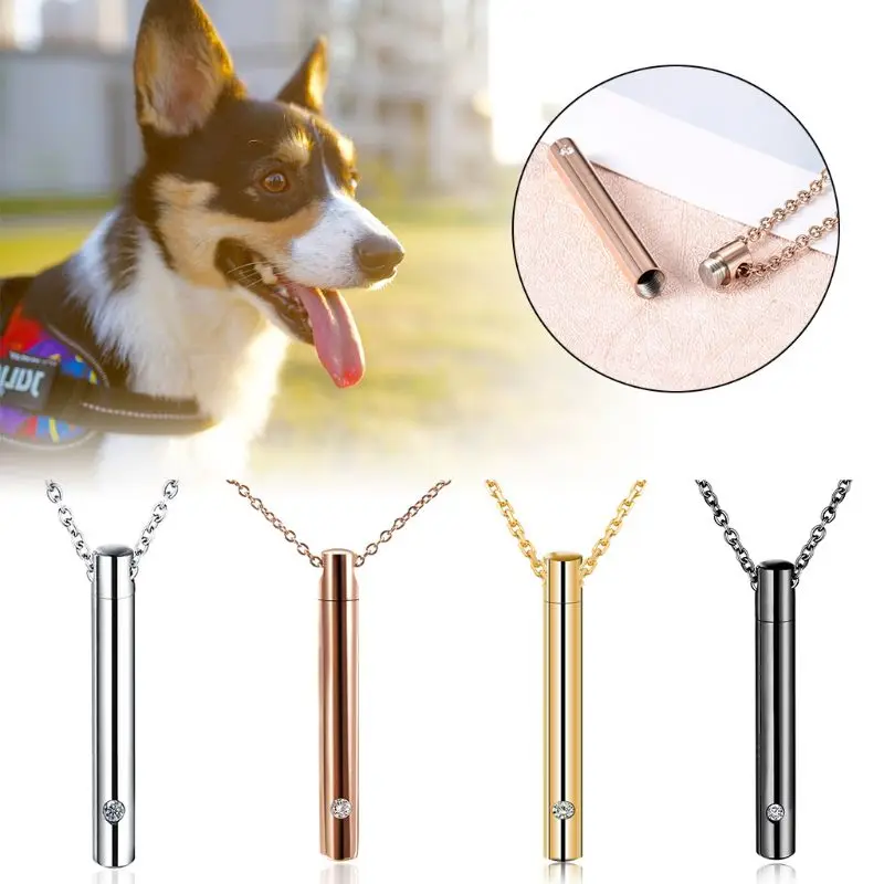 367A Cylinder Pendant Pet Cremation Urns Necklace Stainless Steel for Cat Dog Ash Memorial Container Holder Jewelry Memorial