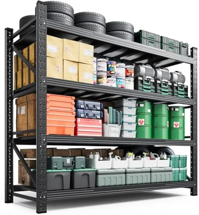 Heavy Duty 3000Lbs Storage Shelves 70 Inch Garage Shelving 4 Tier Adjustable Utility Rack Large Metal Industrial Units Shop Ware
