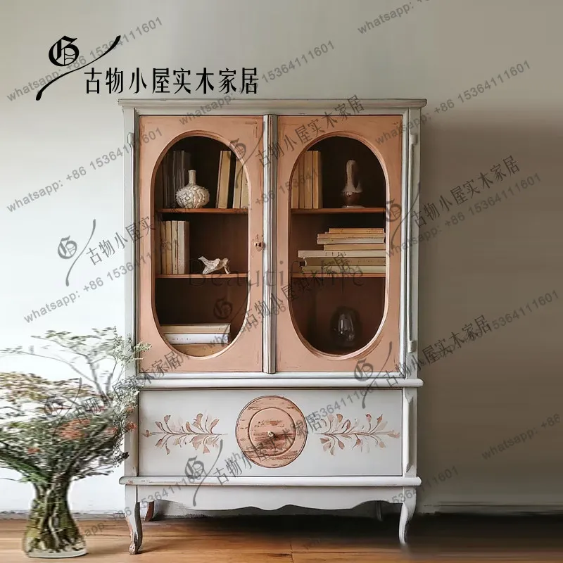 French hand-painted light luxury large-capacity lockers/high-end light luxury storage cabinets