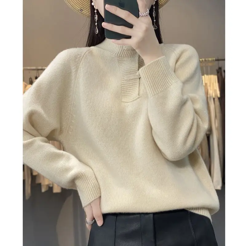 2022 New Autumn Winter Frog Knitting Sweaters High-quality Long Sleeve Loose Thickening All-match Bottoming Shirt Lady Top