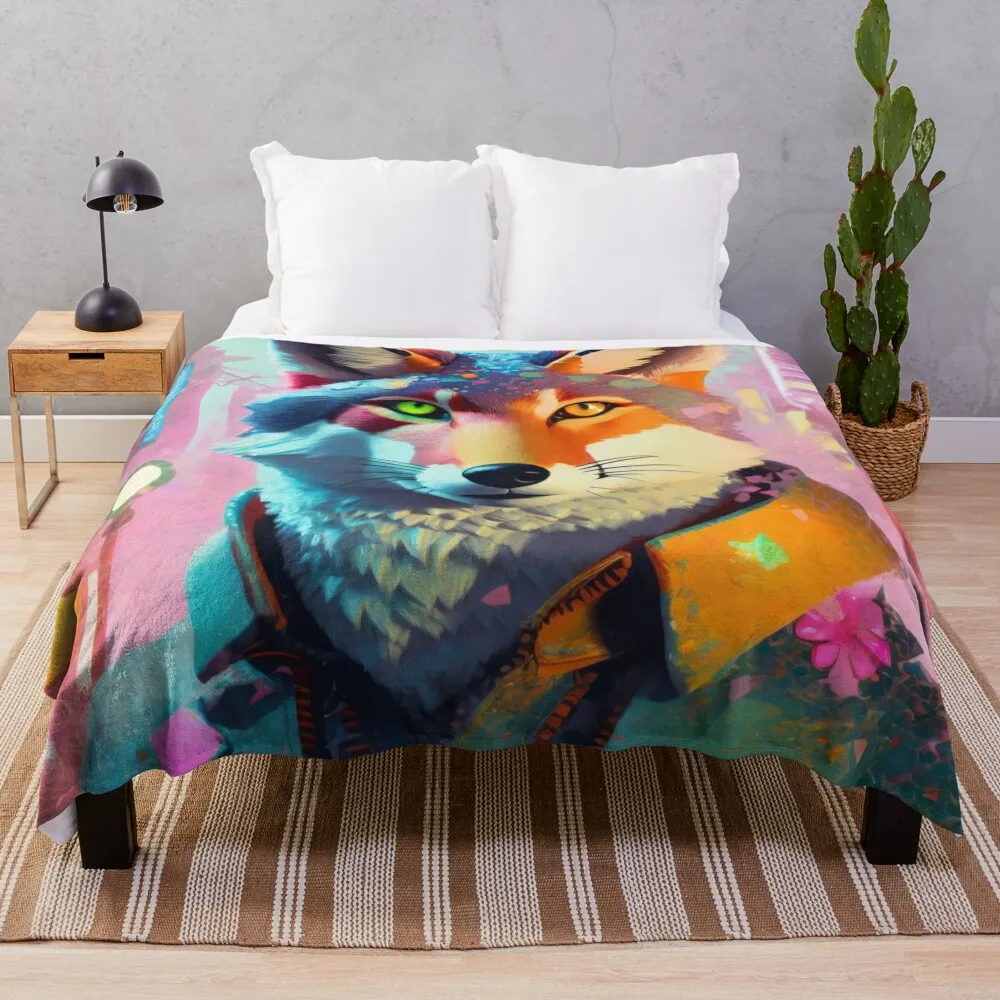 

Furry Fox 1 Throw Blanket Thermal Retros Blankets