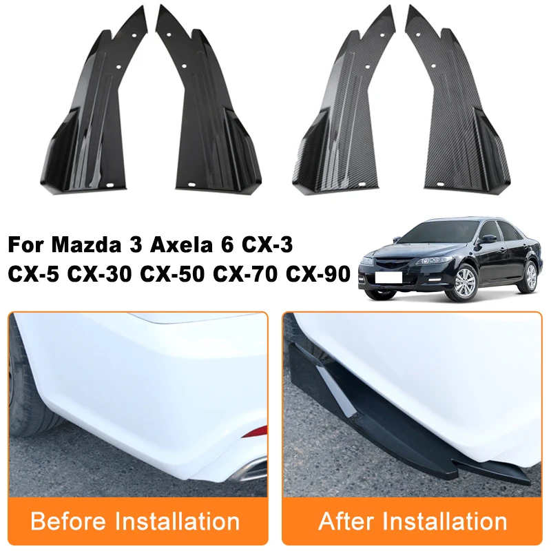 Car Rear Bumper Spoiler Lip Diffuser Side Skirt Splitter Wrap Angle Anti-Crash  For Mazda 3 Axela 6 CX-3 CX-5 CX-30 CX-50 CX-70